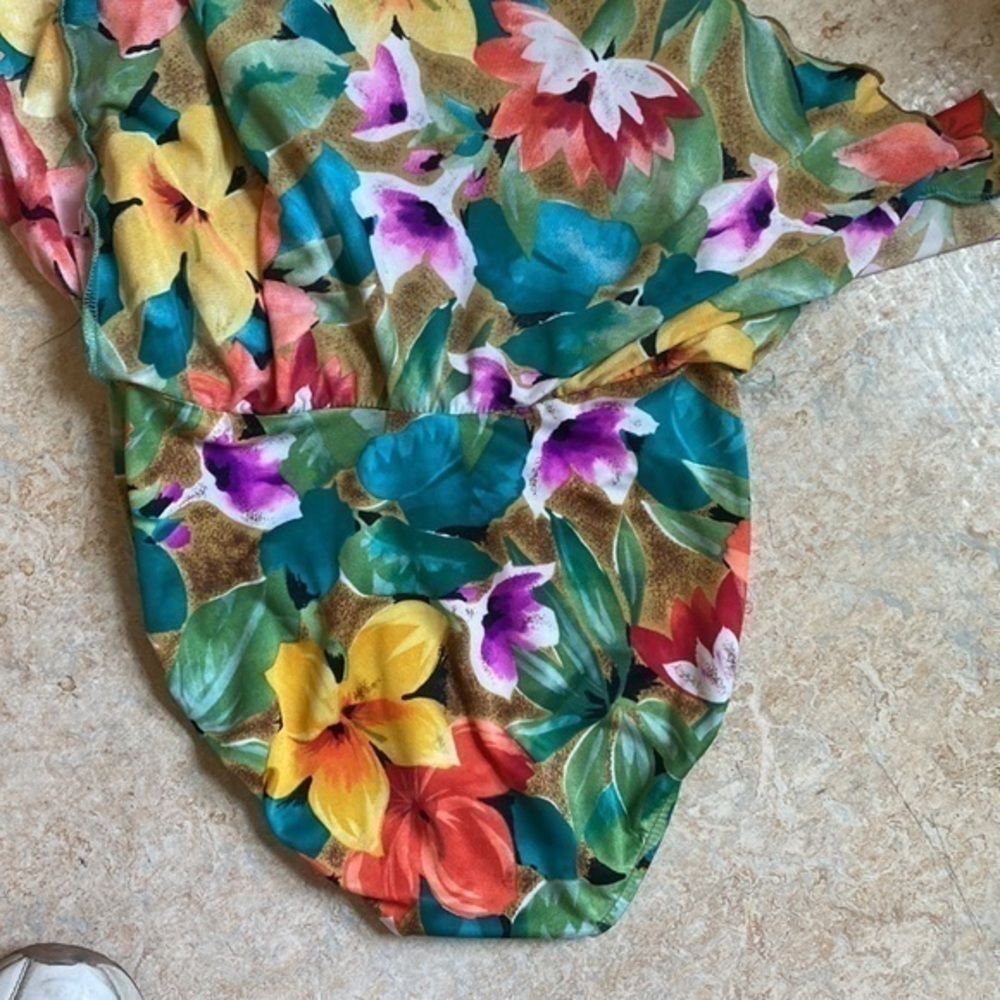 GABAR RETRO BATHING SUIT 70s/80s Small floral Made in USA - Picture 5 of 12